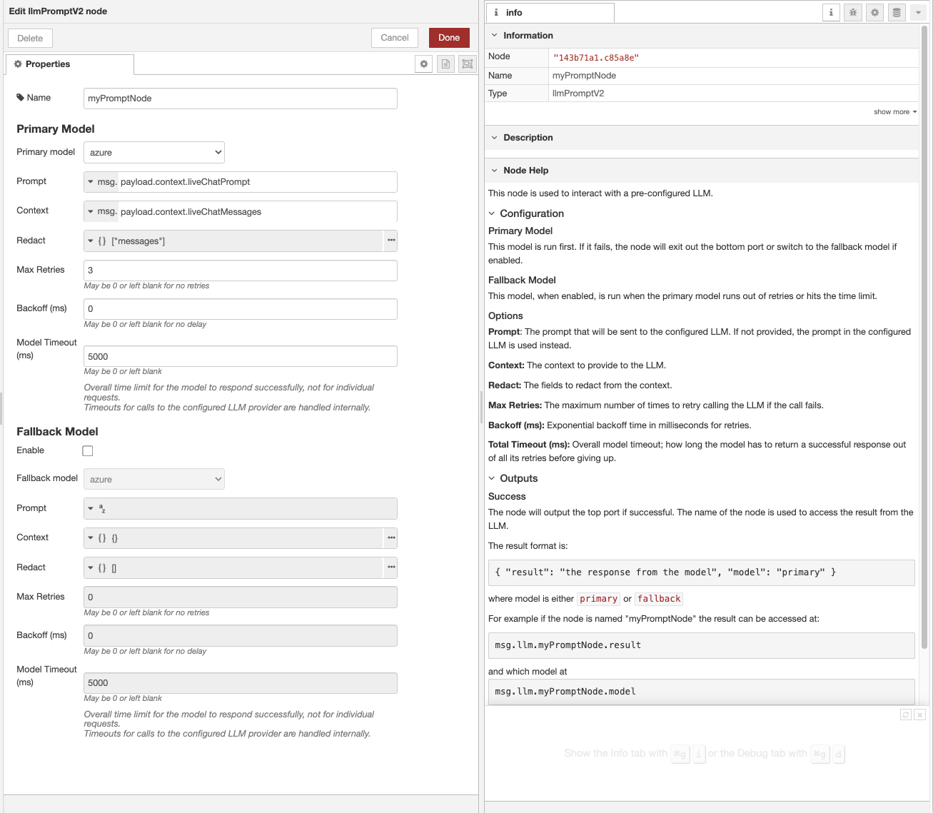 LLM prompt V2 node editor